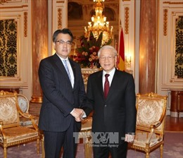 Tổng Bí thư Nguyễn Phú Trọng tiếp Chủ tịch đảng Dân chủ Nhật Bản 